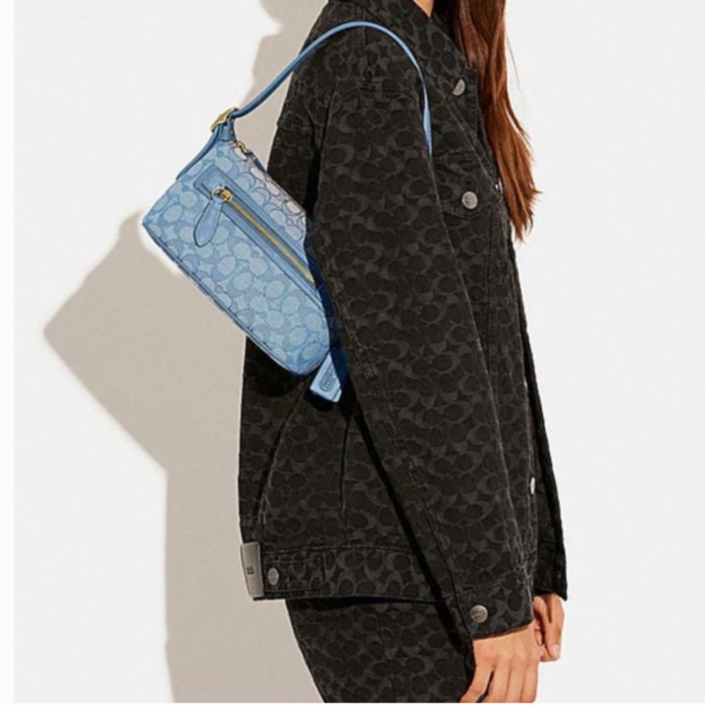 Coach 🩵 Demi Re-Edition 2003 Blue Jacquard Shoulder Bag - Picture 3 of 13